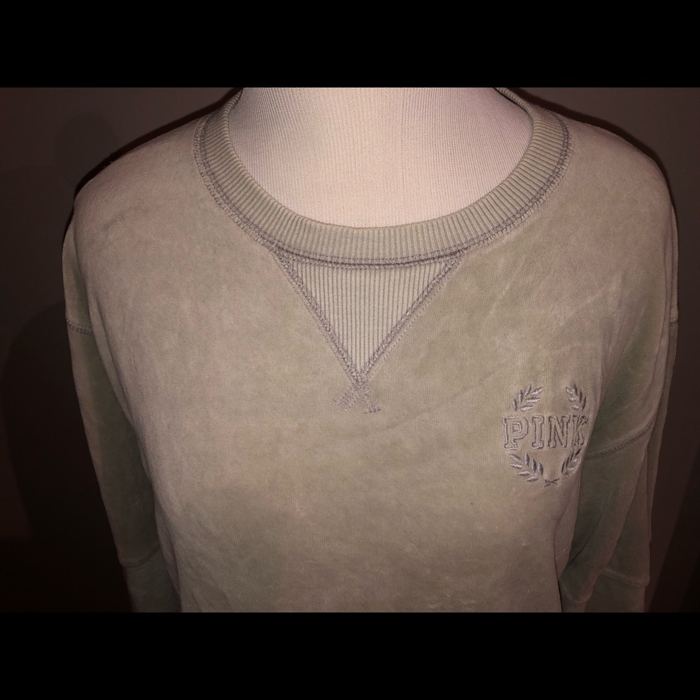 Euc pink Victoria’s Secret velour khaki sweatshirt - Picture 3 of 6